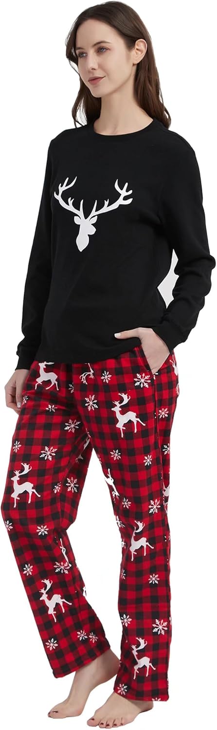GLOBAL Herren Schlafanzüge Flanell Herren Pyjama Set Baumwolle Langarm-Pullover Oberteil und elastis