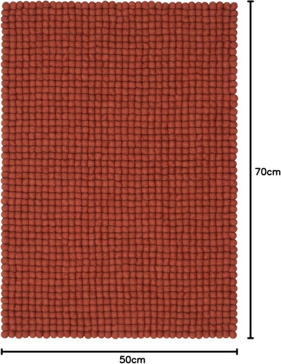 Lora Filzkugelteppich — 50x70cm, rechteckig — Rot 50x70cm Rot, 50x70cm Rot