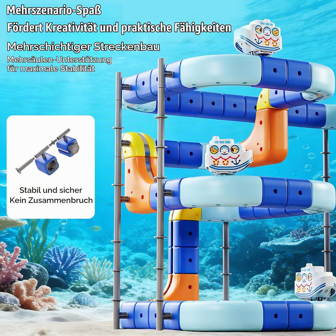 3T6B Electric Train Set Flexible Cube Track, DIY Magic Rail Block mit Schwerkraftdefying 3D-Layouts,