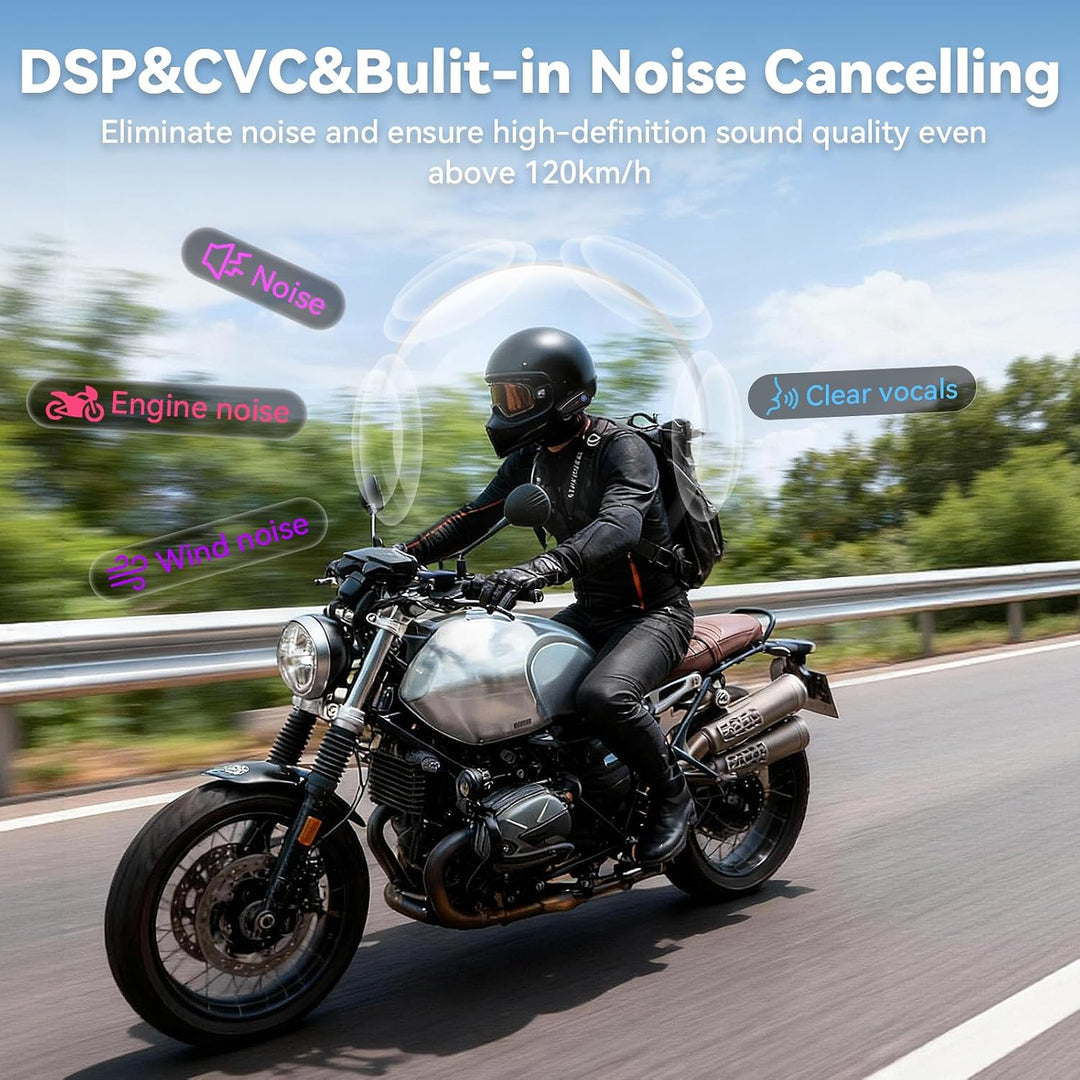 X1 Motorrad Headset Bluetooth 5.3, 40mm Hi-Fi, 60h Akkulaufzeit | Helm Kopfhörer für Musik und Navi-
