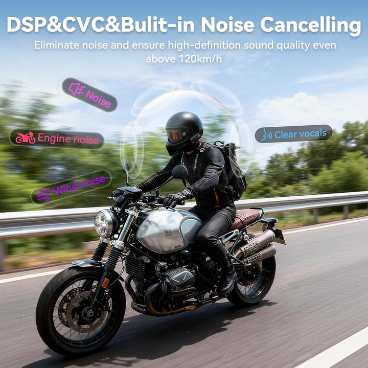 X1 Motorrad Headset Bluetooth 5.3, 40mm Hi-Fi, 60h Akkulaufzeit | Helm Kopfhörer für Musik und Navi-