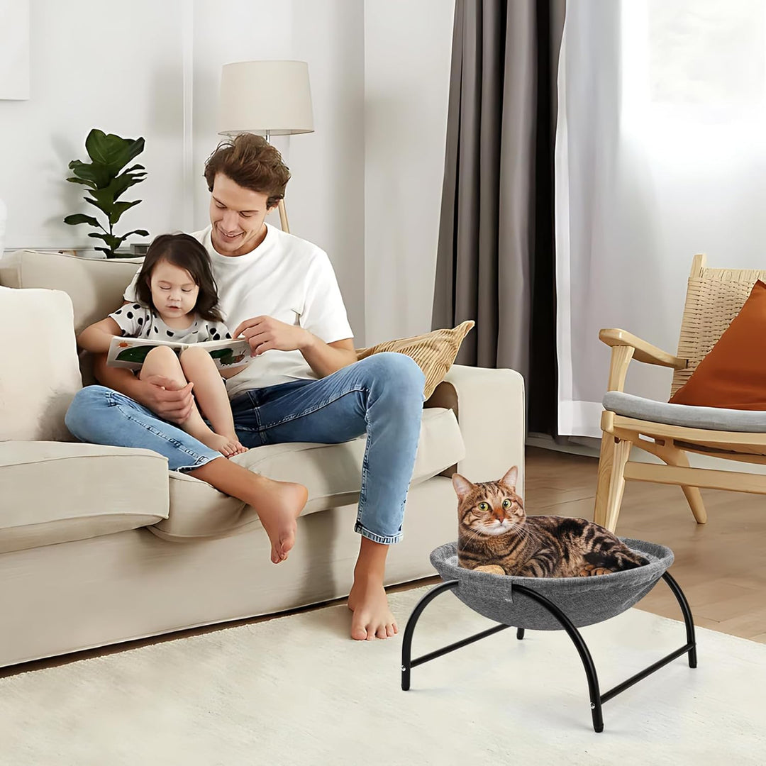 LIFLIX Katzenhängematte Outdoor, Erhöhter Katzenbett mit abnehmbarem, Waschbarem Plüsch, Stehend Hän