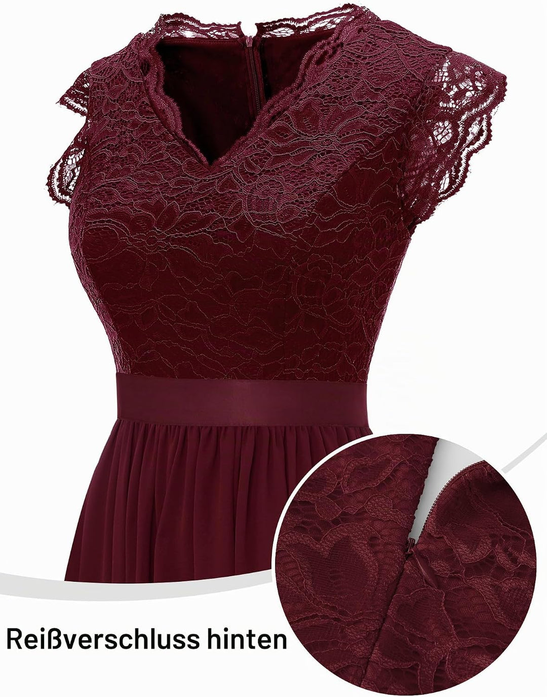 Dressystar Damen Ballkleid Maxi Lang Abendkleider Elegant für Hochzeit Spitzen Cocktailkeid, XXL Ban