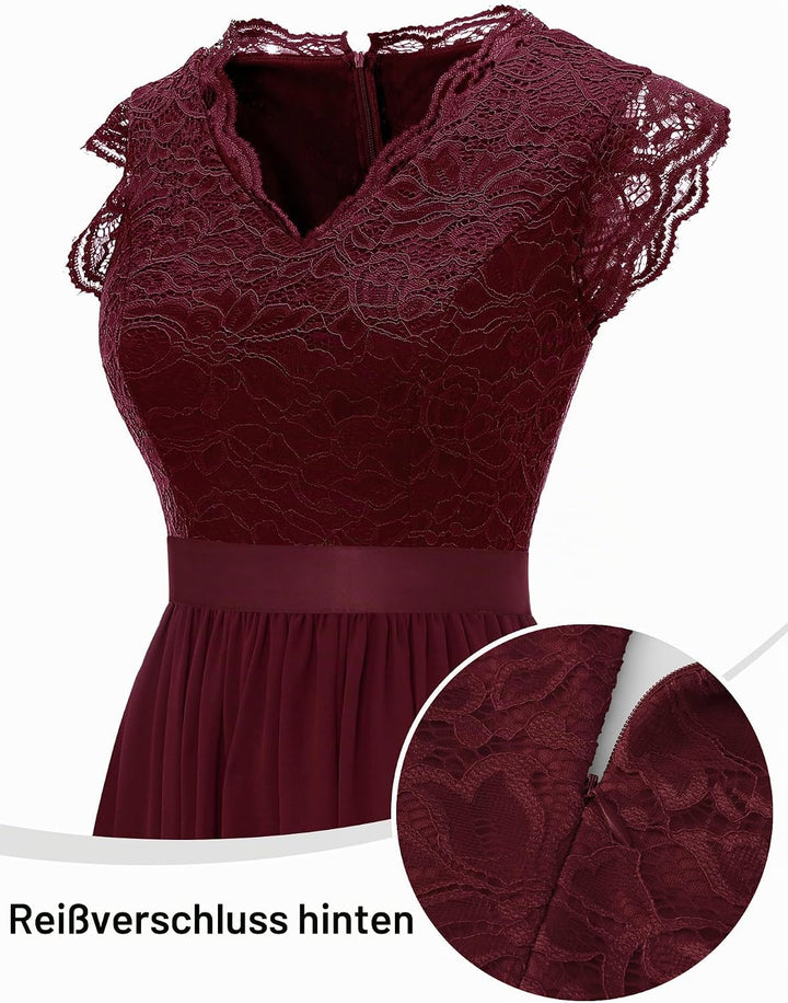 Dressystar Damen Ballkleid Maxi Lang Abendkleider Elegant für Hochzeit Spitzen Cocktailkeid, XXL Ban