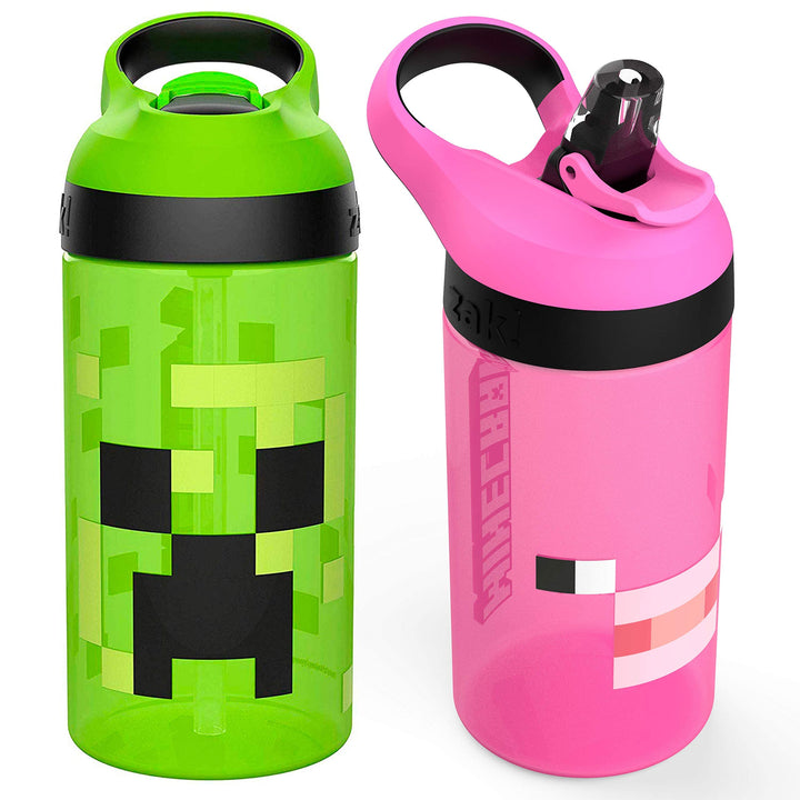 Zak Designs MICB-T470 Minecraft Wasserflaschen, Kunststoff, Creeper & Pig Creeper & Schwein 454 g, C