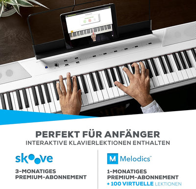 Alesis Recital White - 88-Tasten Einsteiger Digital Piano / E Keyboard mit halbgewichteten Tasten,ei