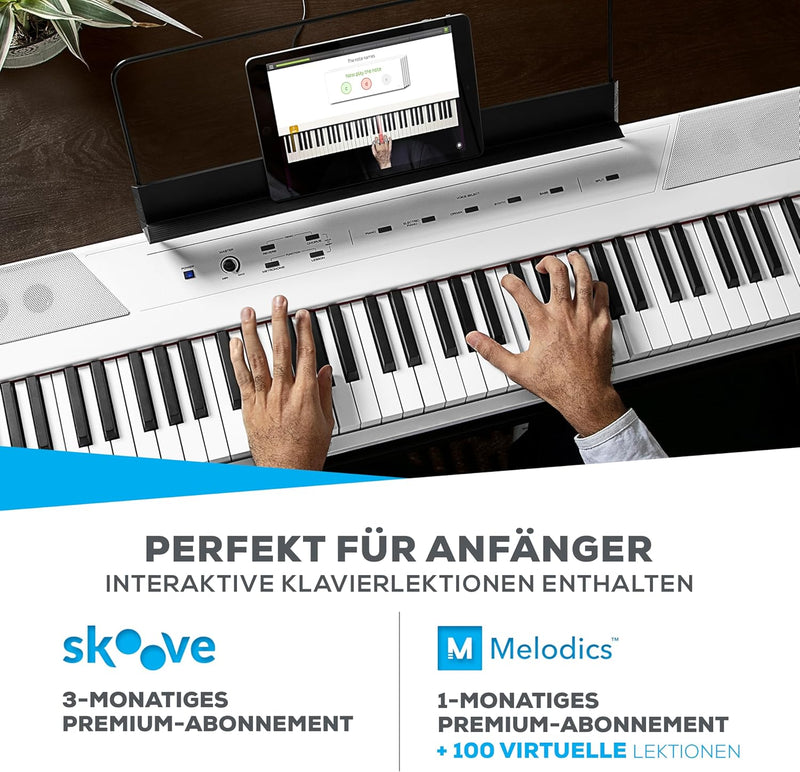 Alesis Recital White - 88-Tasten Einsteiger Digital Piano / E Keyboard mit halbgewichteten Tasten,ei