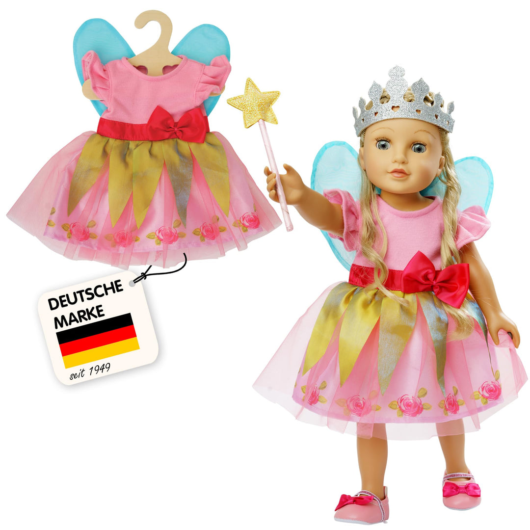 Heless 2430 - Puppenkleidung im Design Prinzessin Lillifee, Kleid mit pinker Schleife für Puppen und