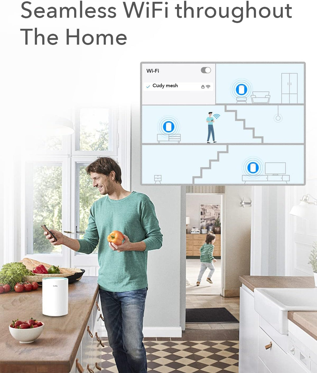 Cudy M1300 3er-Pack AC1200 Gigabit Whole Mesh System, Dual Band, High Gain Antennen, Vpn, Cloudflare