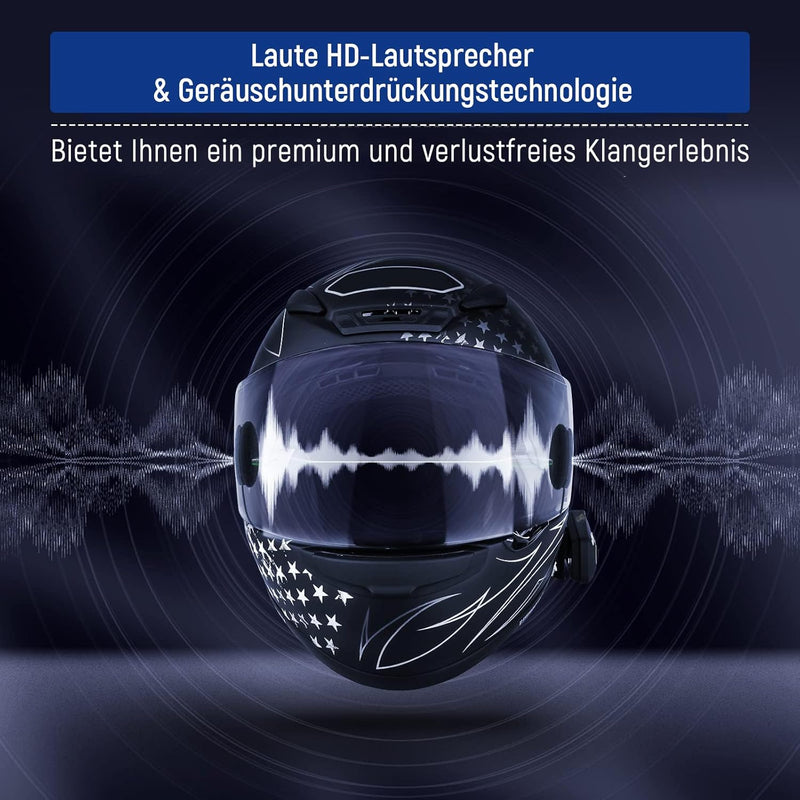 LEXIN B4FM Motorrad Intercom, Helm Headset für bis zu 10 Motorräder mit Reichweite von 2000m, DSP un