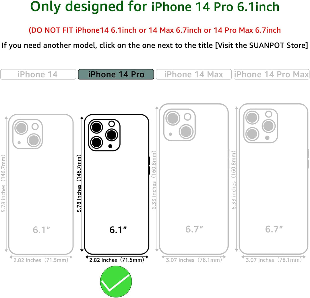SUANPOT [RFID Schutz für iPhone 14 Pro 6.1" Hülle PU Leder Handyhülle Lederhülle Klapphülle Kartenfa