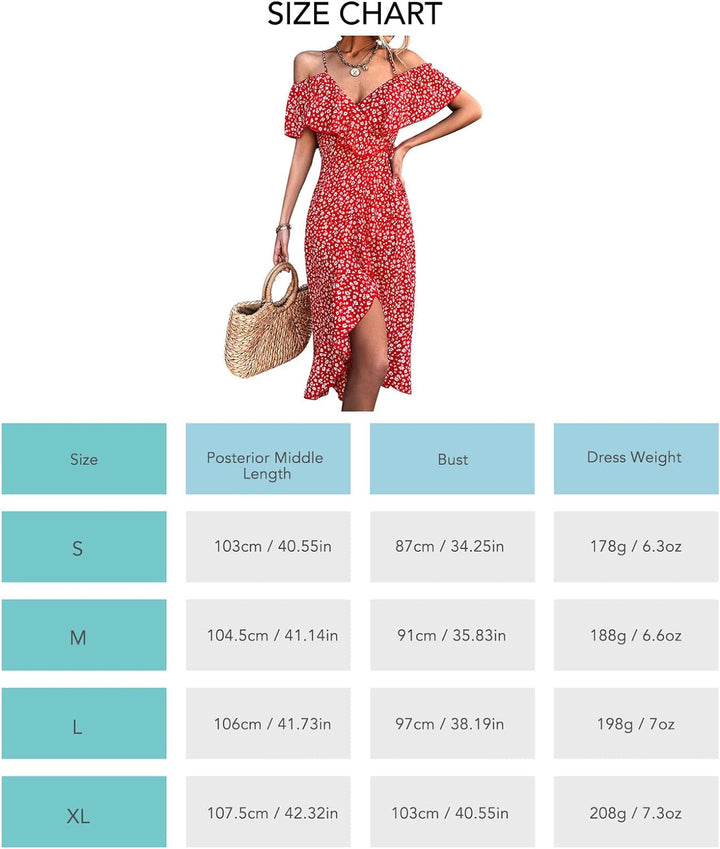 Cocoarm Damen Sommerkleider Blumen Maxi Kleid Off Shoulder Abendkleid Strandkleid Party Schulter Kle