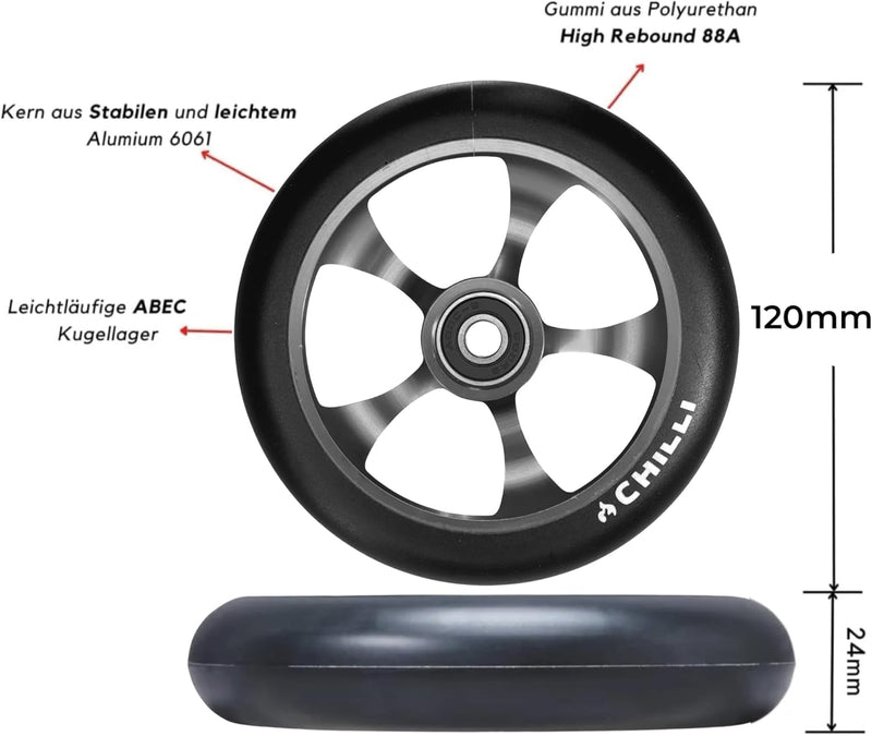 Chilli Pro Scooter Reaper Reloaded Stunt-Scooter Rolle 120mm I Trick I Tret I Roller I Wheel I Abec