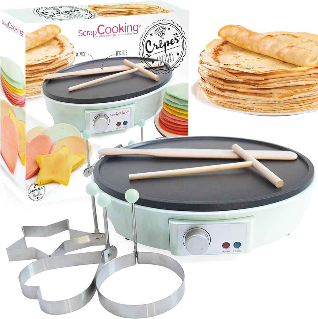 SCRAP COOKING 3899 Crêpes-Pfanne Factory, elektrische Maschine, mit Heizplatte, antihaftbeschichtet,