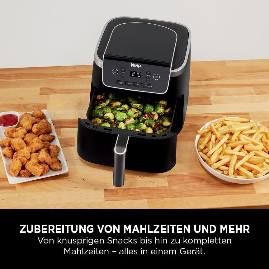 Ninja PRO Air Fryer Heissluftfritteuse, 4,7L Airfryer, Einzelkorb-Heissluftfritteuse, 4-in-1, für 1-