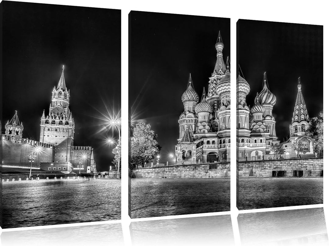 Pixxprint Basilius Kathedrale in Moskau als Leinwandbild/Grösse: 3 Teilig (120x80) cm/Wandbild/Kunst
