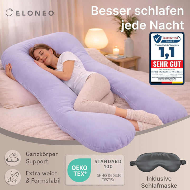 ELONEO NEU Seitenschläferkissen mit Bezug | Stillkissen | Schwangerschaftskissen XXL | Pregnancy Pil