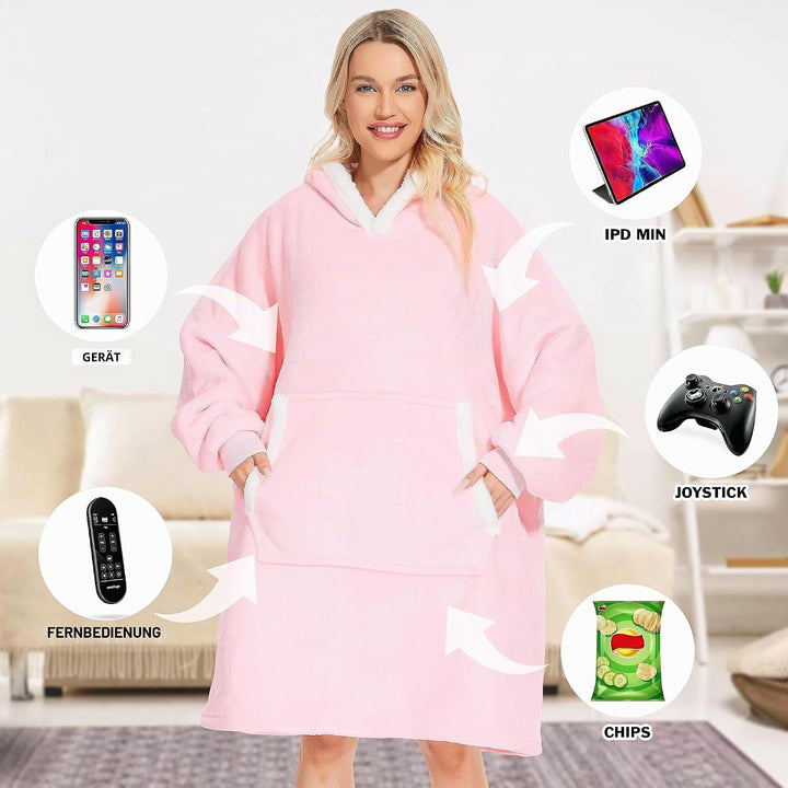 Gentlewarm übergrosse Hoodie Sweatshirt mit Kapuze, Super Weich und bequem Flanell Damen Kapuzenpull
