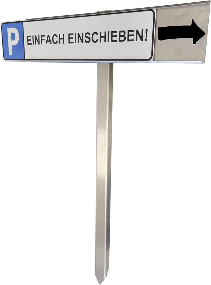 Edelstahl Parkschild Halterung mit Pfosten, Schild einfach einschieben, Made in Germany Parkschild H