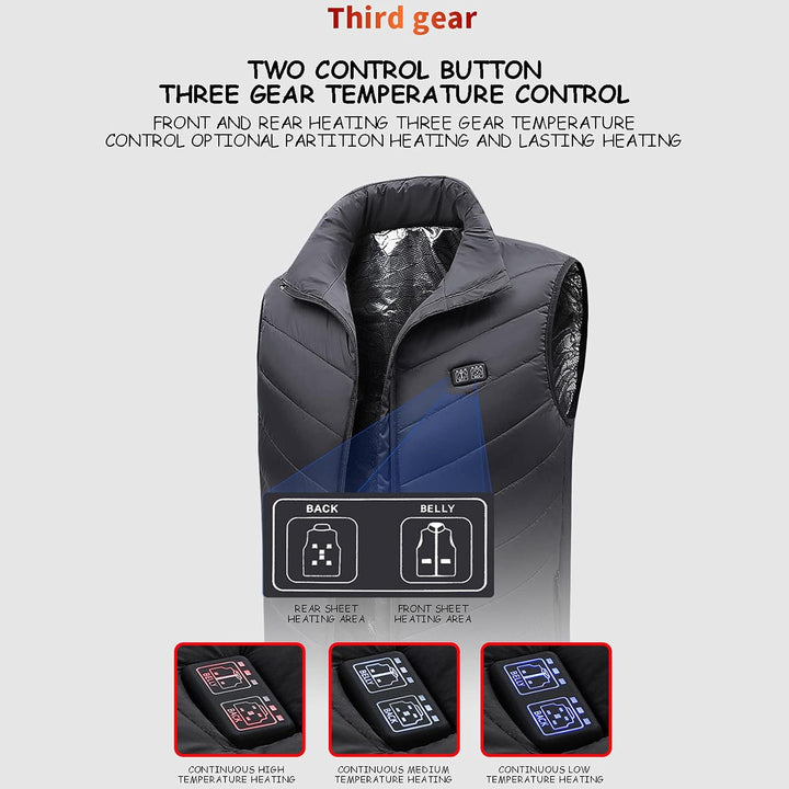 Beheizbare Weste Herren Damen Winter Beheizte Weste mit 11 Heizbereiche Winterjacke USB Elektrische
