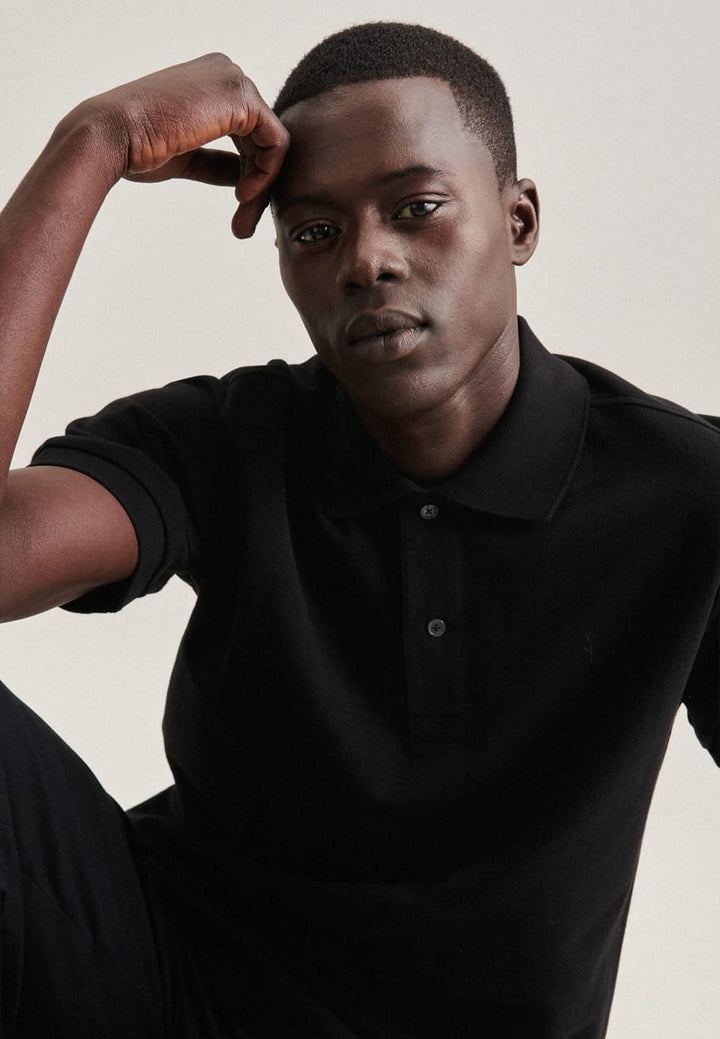 Seidensticker Herren Regular Bügelleicht Polo Kurzarm Polohemd L Schwarz, L Schwarz