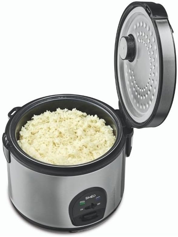 Simeo CRM230 Reiskocher aus Graphit, Edelstahl, 3 l, Knöpfe, 500 W, 220-240 V, 50-60 Hz