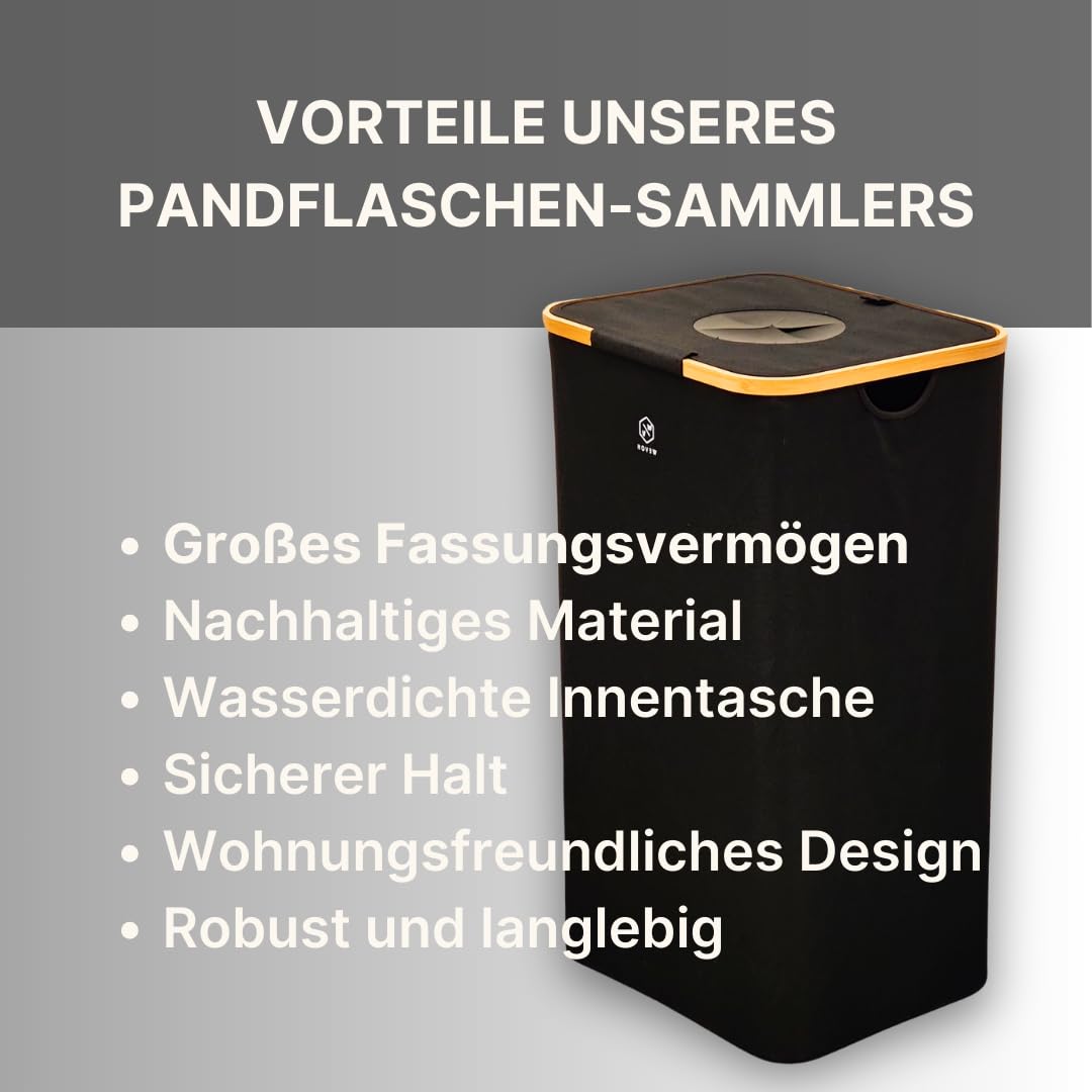 Pfandflaschen Sammelbehälter mit waschbarer Innentasche – Recycling-Behälter für PET-Flaschen und Do