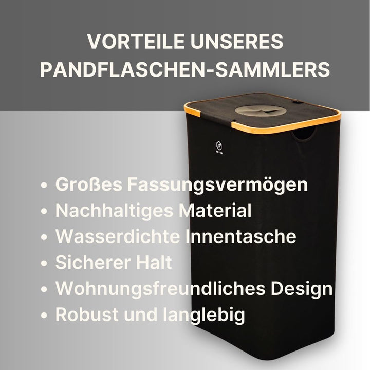 Pfandflaschen Sammelbehälter mit waschbarer Innentasche – Recycling-Behälter für PET-Flaschen und Do