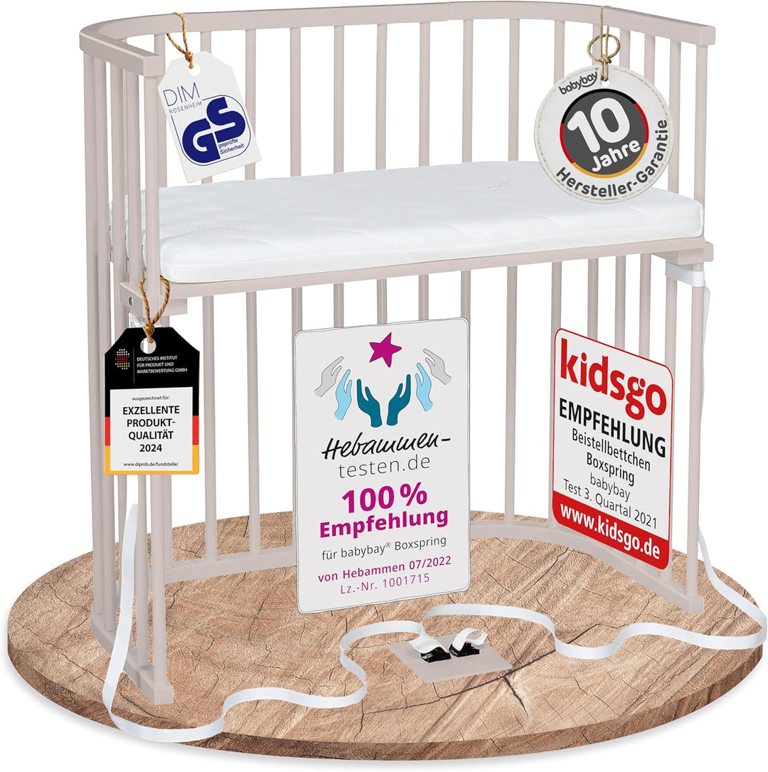 babybay Boxspring Beistellbett aus massivem Buchenholz/kompakt & verwandelbar/Kinderbett Höhe stufen