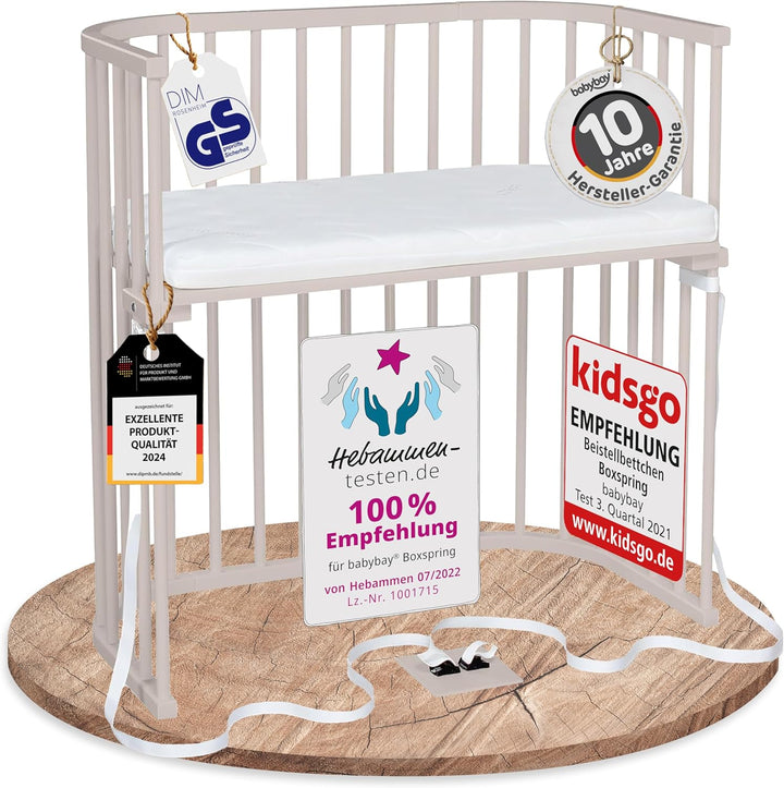 babybay Boxspring Beistellbett aus massivem Buchenholz/kompakt & verwandelbar/Kinderbett Höhe stufen