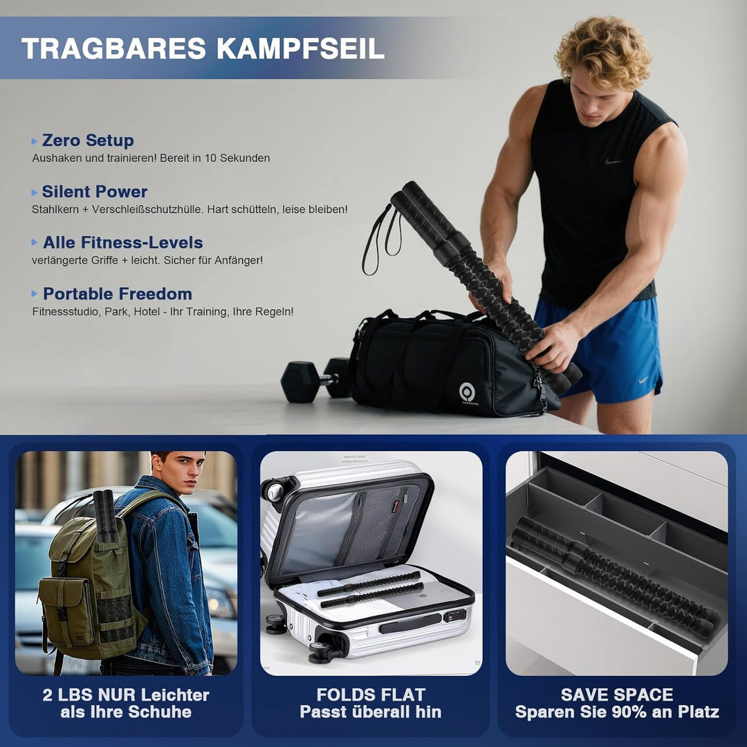Battle Ropes,Übungsseil Tragbar Fitnessgeräte,Robuste Power Ropes,Noise-free Battle Rope,Einfach zu