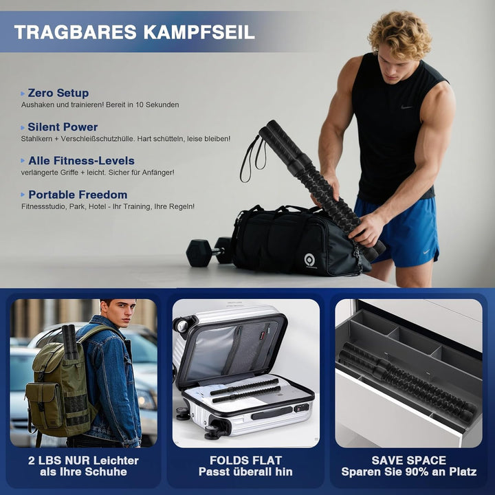 Battle Ropes,Übungsseil Tragbar Fitnessgeräte,Robuste Power Ropes,Noise-free Battle Rope,Einfach zu