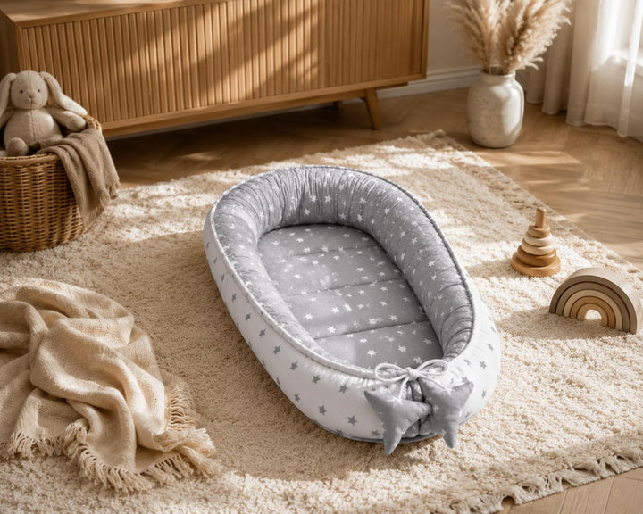 PIMKO Babynest Babynestchen für Baby Kuschelnest 2-seitig Babykokon für Säuglinge und Neugeborene Ba