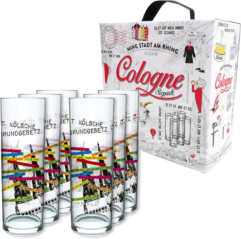 3forCologne Kölschglas | 6er Pack je 0,2ml | Kölsches Grundgesetz & Kölner Dom | Biergläser, Kölner-