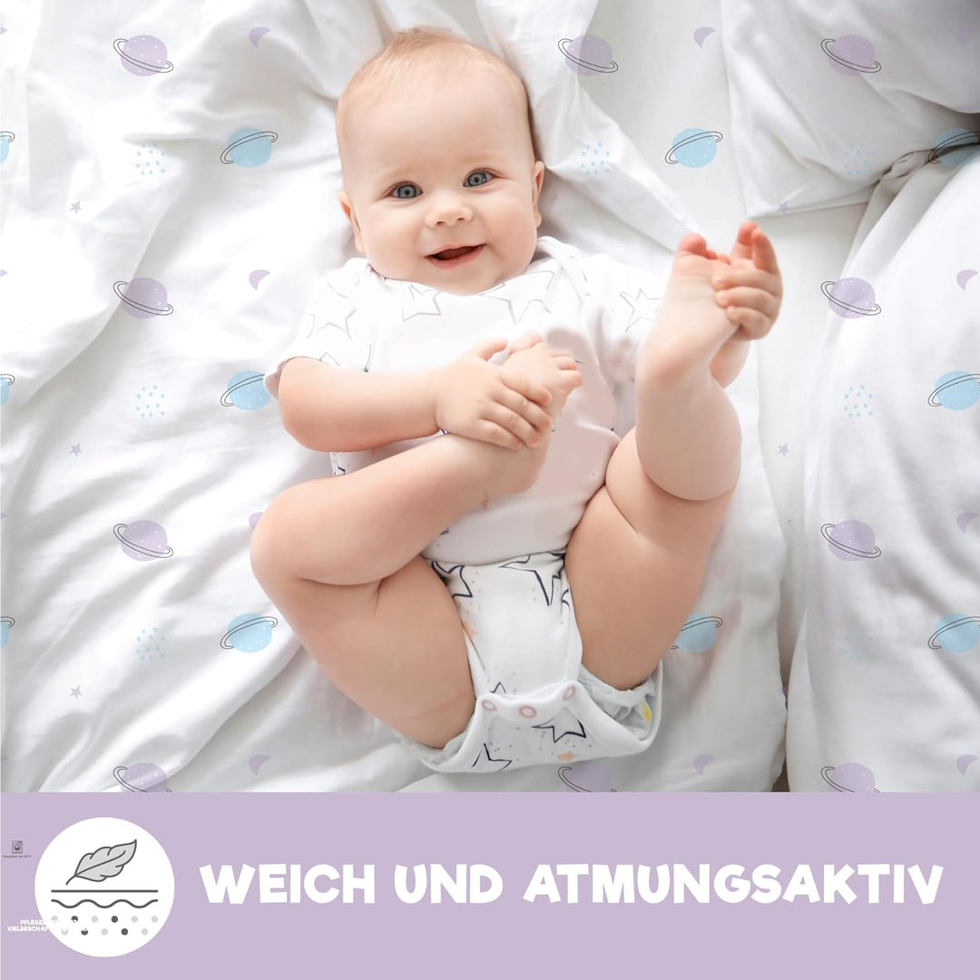 Sweety Fox 2X Spannbettlaken aus 100% Baumwolle mit Gummiband - 1X Matratzenschoner aus 100% wasserd