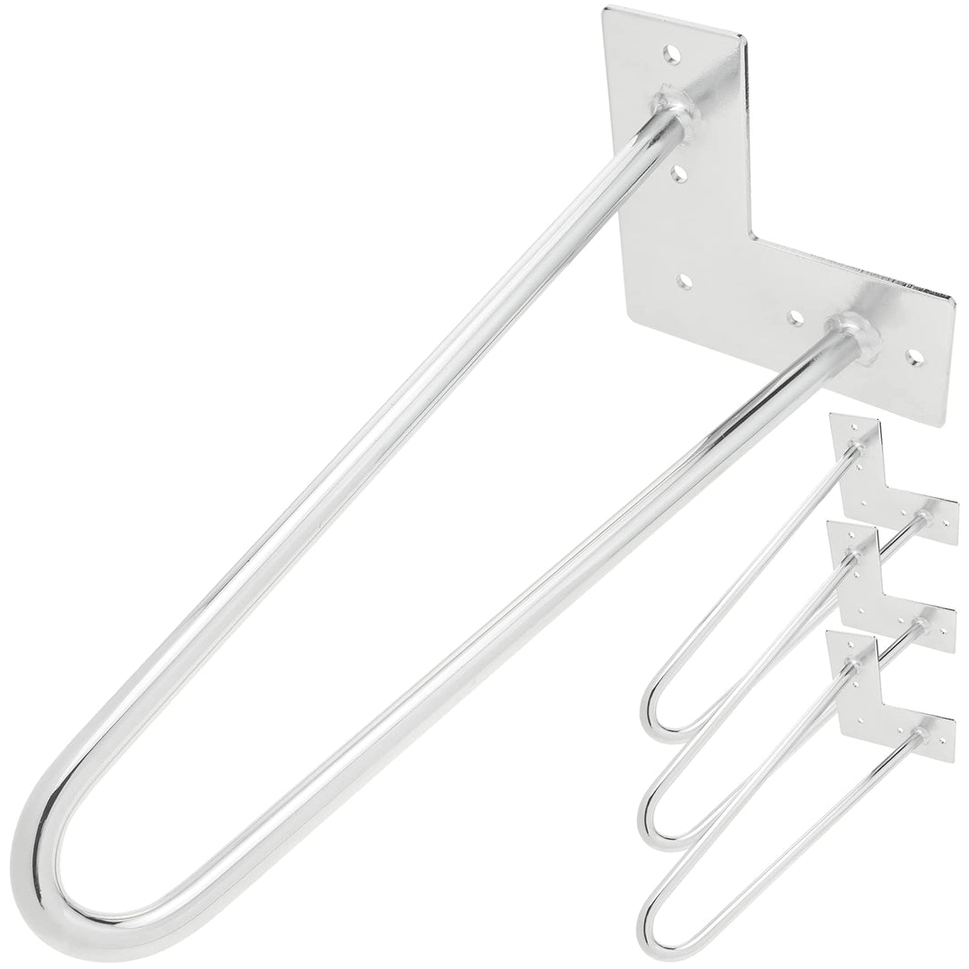 PrimeMatik - Tischbeine für Schreibtische Schränke Möbel aus verchromt 2 Stangen 41 cm 4-Pack