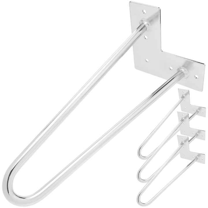 PrimeMatik - Tischbeine für Schreibtische Schränke Möbel aus verchromt 2 Stangen 41 cm 4-Pack