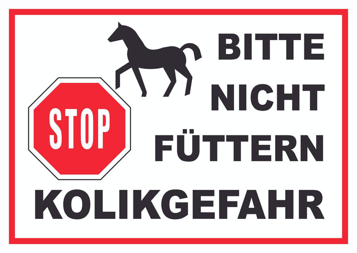 HB-Druck Pferde Bitte Nicht füttern Kolikgefahr Schild A2 Rückseite selbstklebend, A2 Rückseite selb