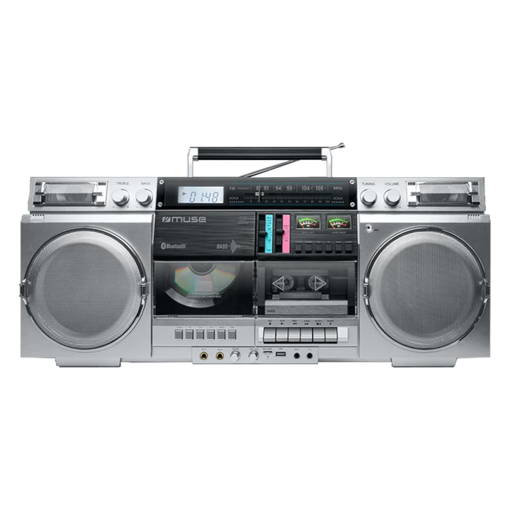 MUSE M-380GBS Retro Kassetten Boombox mit CD-Player, AUX und Bluetooth, Smartphone kompatibel, Kasse
