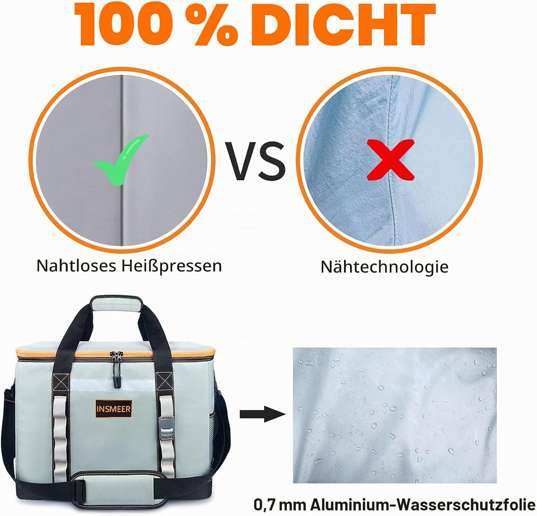 INSMEER 48L/25L Gross Kühltasche Faltbare, 65/32 Can Thermotasche Picknicktasche Lunchtasche Kühlbox