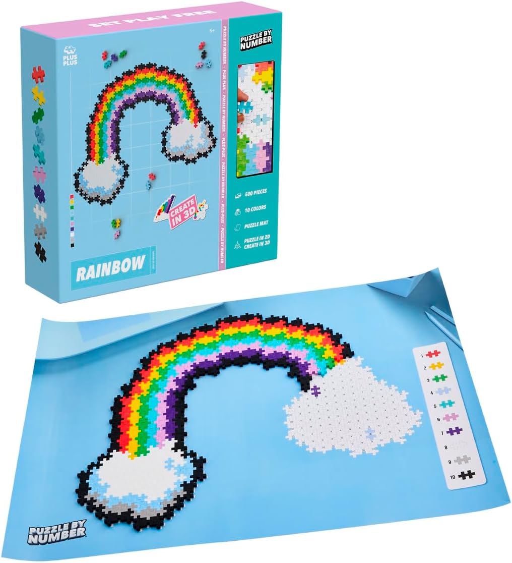 Plus-Plus 300.3913 Geniales Konstruktionsspielzeug, Puzzle Regenbogen, Kreativ-Bausteine, 500 Teile,