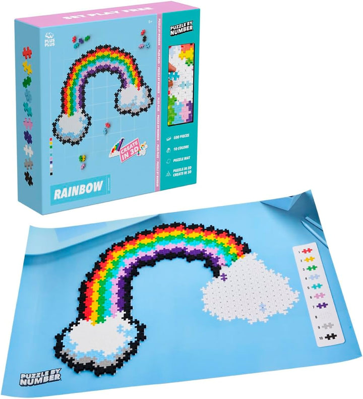 Plus-Plus 300.3913 Geniales Konstruktionsspielzeug, Puzzle Regenbogen, Kreativ-Bausteine, 500 Teile,