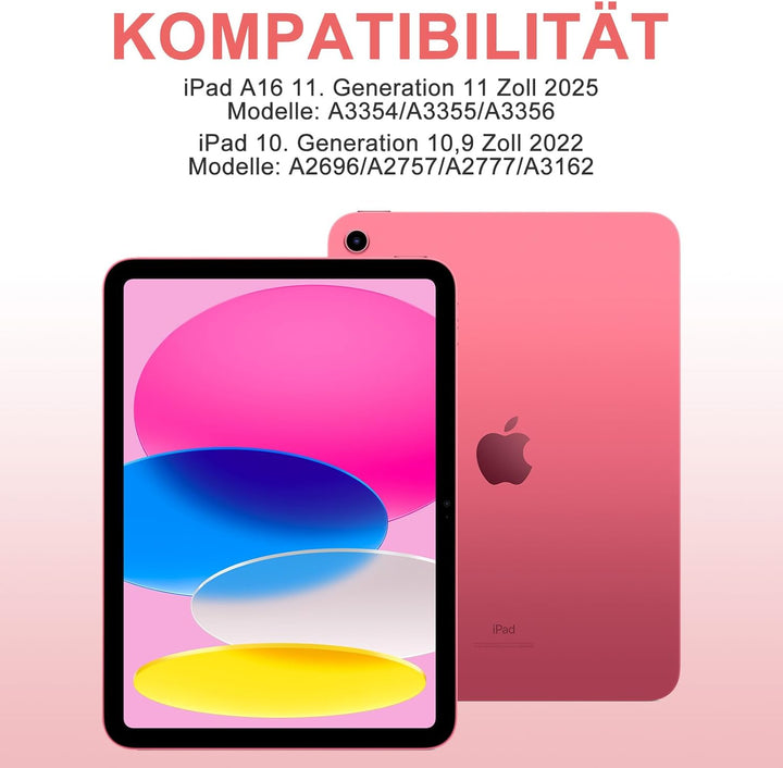 MMK Hülle mit Tastatur für iPad 10 Generation 2022(11/10.9 Zoll)/A16 11 Generation 2025, Abnehmbare