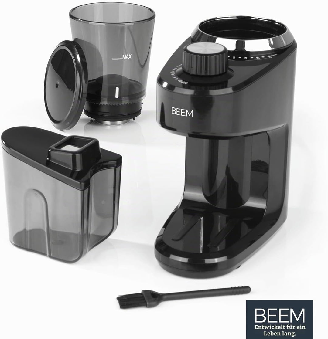 BEEM 3980 GRIND-INTENSE Elektrische Kaffeemühle - 160 g | Edelstahl-Kegelmahlwerk | 15-stufige Mahlg