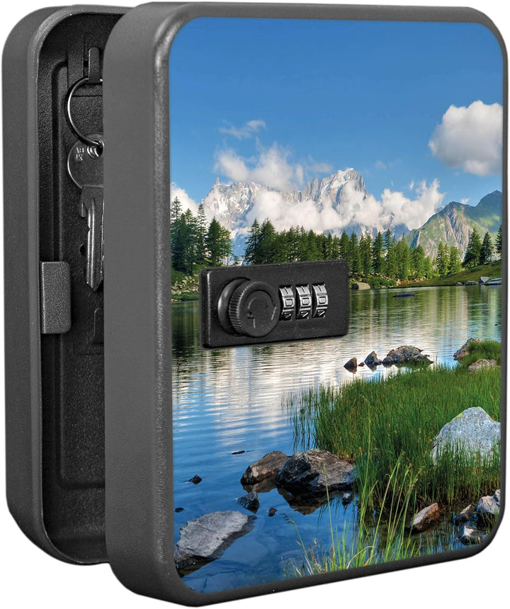 banjado® Burg-Wächter® abschliessbarer Schlüsselkasten mit Motiv Gebirgssee für 20 Schlüssel - Schlü