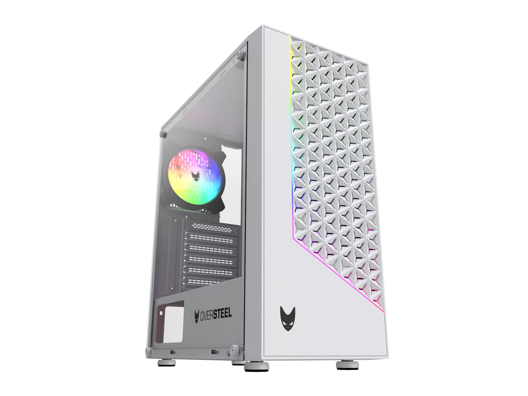 Oversteel - Iridium Gaming PC Gehäuse Kompatibel mit ATX, Micro ATX und ITX Boards, 120mm A-RGB Lüft