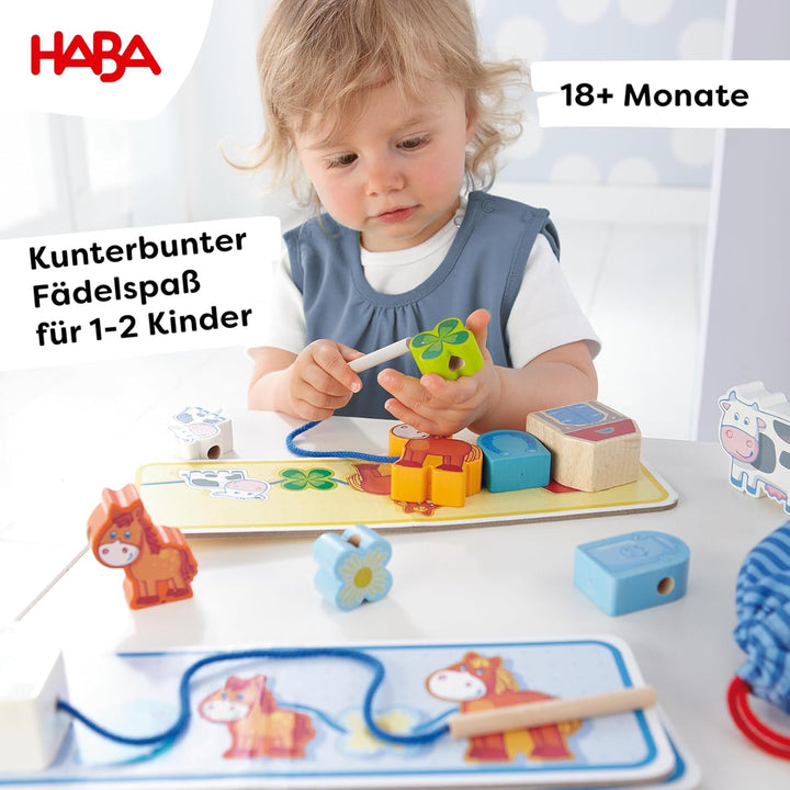 HABA 5580 - Meine erste Spielwelt Bauernhof Fädelspiel auf dem Land, liebevoll gestaltetes Lernspiel