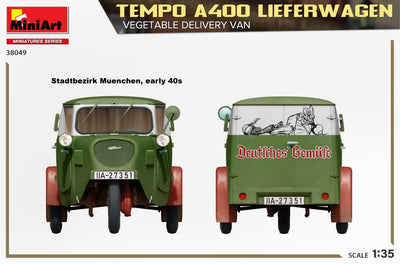 Mini Art 38049 1:35 Tempo A400 Lieferwagen Gemüsehandel - originalgetreue Nachbildung, Modellbau, Pl