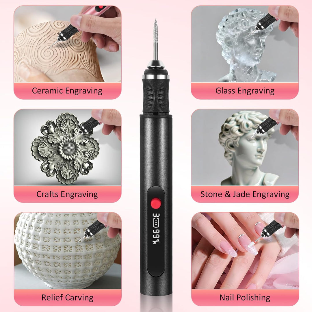 Customizer Gravierstift Set kabellos, wiederaufladbarer Customizer Engraving Pen mit 3 Geschwindigke