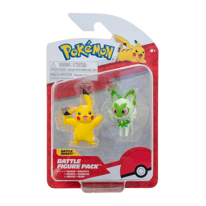 Pokémon PKW3358 - Battle Figure Pack - Pikachu & Felori, offizielle detaillierte Figuren, je 5 cm, P